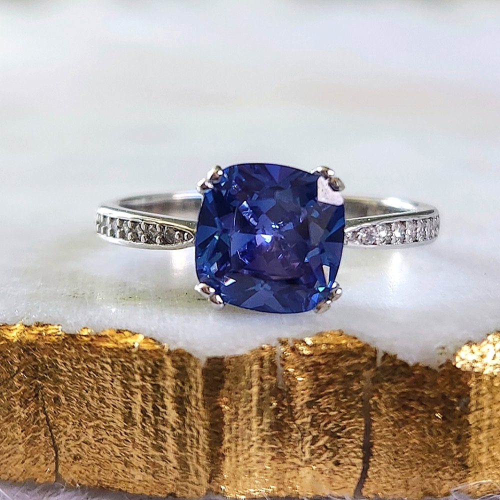 NWT Ryze Denim Blue Cubic Zirconia .925 Sterling Silver Ring - Size 8.5